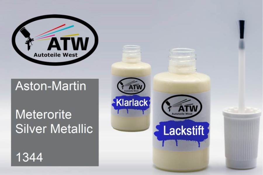 Aston-Martin, Meterorite Silver Metallic, 1344: 20ml Lackstift + 20ml Klarlack - Set, von ATW Autoteile West.